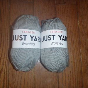 2 Skeins Premier Just Yarn Worsted - Color Ash - 131 yds ea.